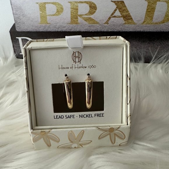 NWT House of Harlow 1960 Square Hoop Earrings - Picture 6 of 7